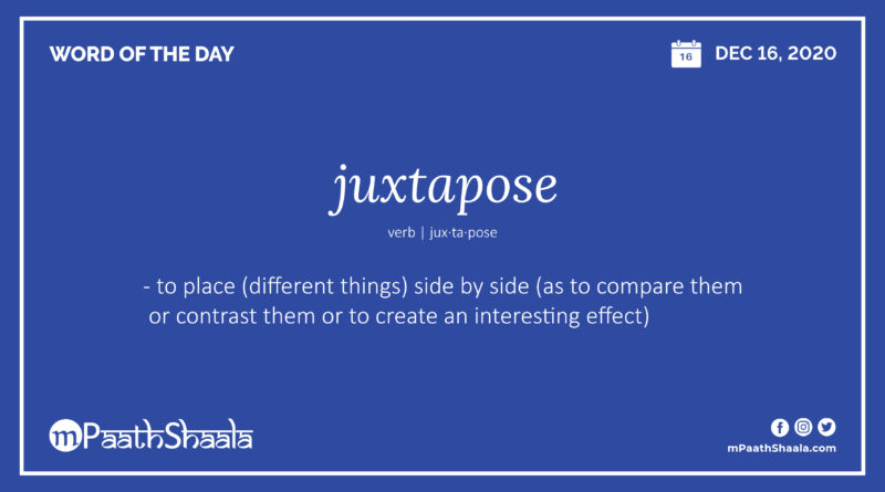 Definition, Pronunciation, Synonyms, Antonyms & Examples Sentences of juxtapose – Word of the Day