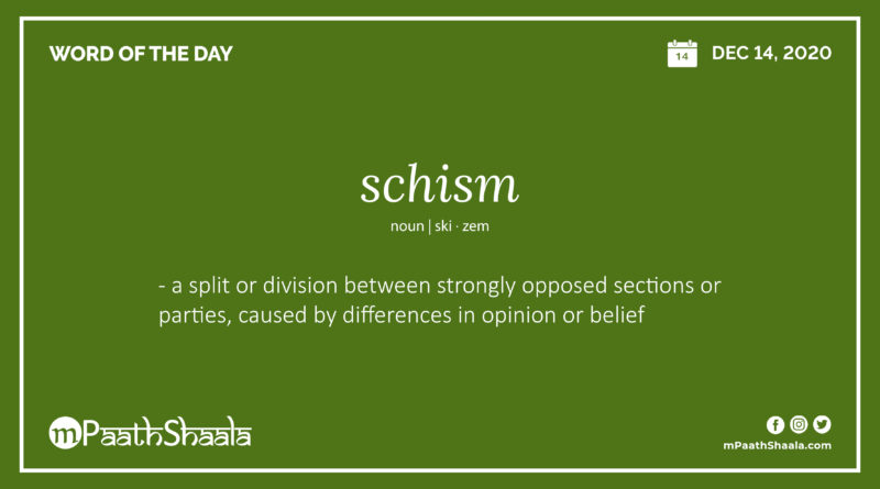 Definition, Pronunciation, Synonyms, Antonyms & Examples Sentences of schism – Word of the Day