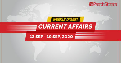 Weekly Current Affairs - 13 September to 19 September 2020