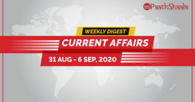 Weekly Current Affairs - 31 August 2020 to 6 September 2020