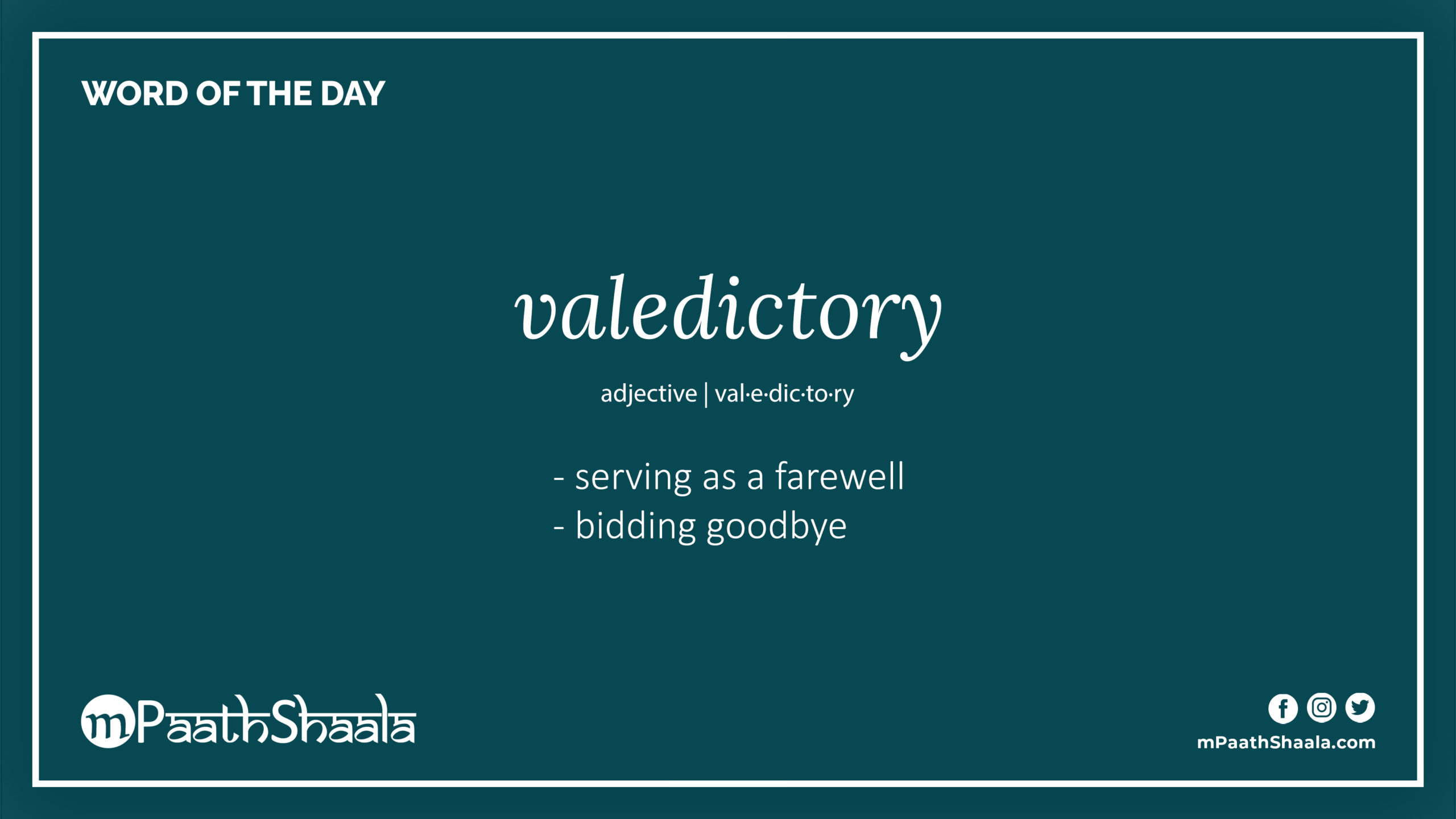 valedictory | Definition of valedictory - mPaathShaala